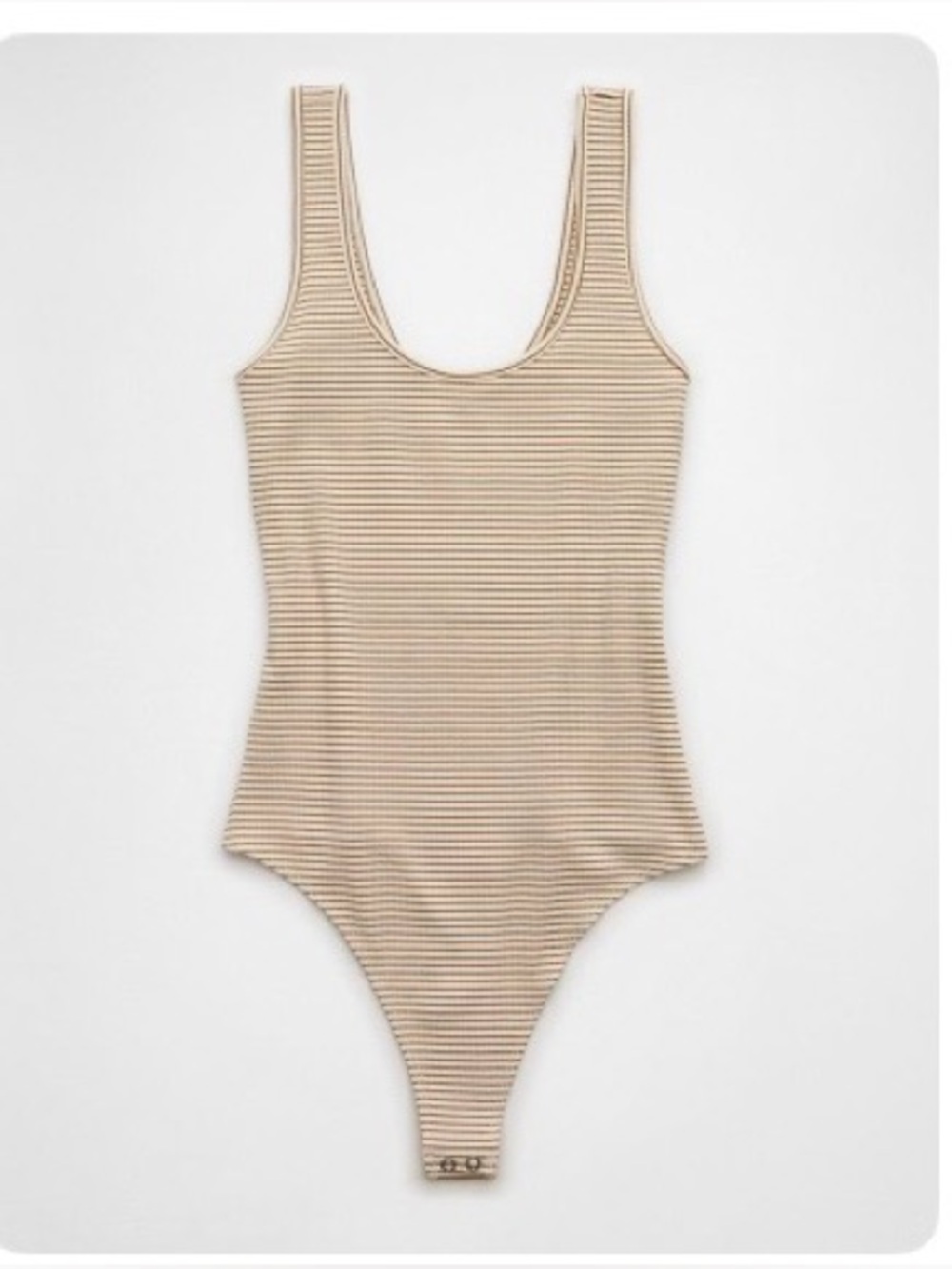 AE Striped Beige Scoop Neck Bodysuit